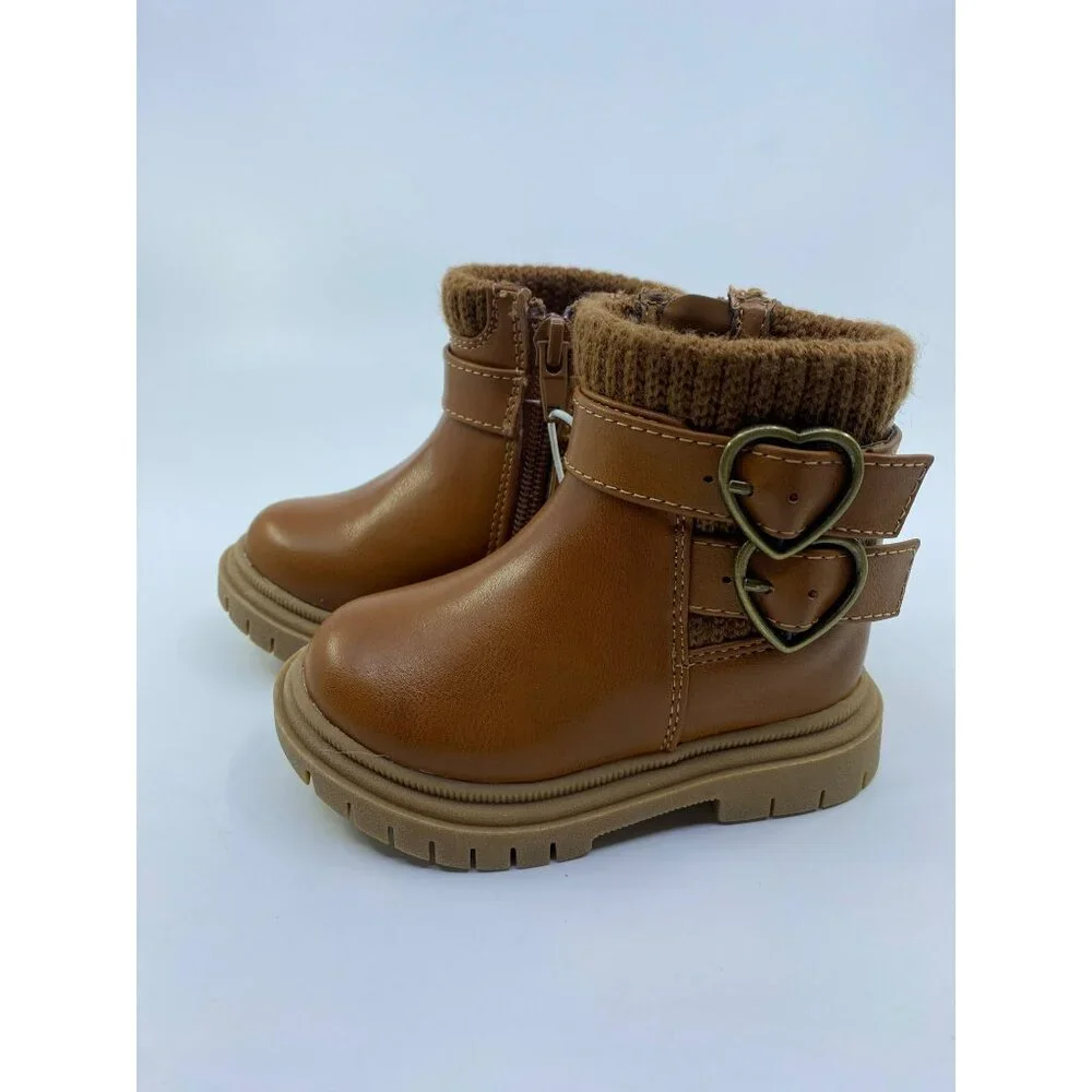 New Sugar Toddler Girls Lil Natalie Zipper Closure Boots - Carmel - Size 5